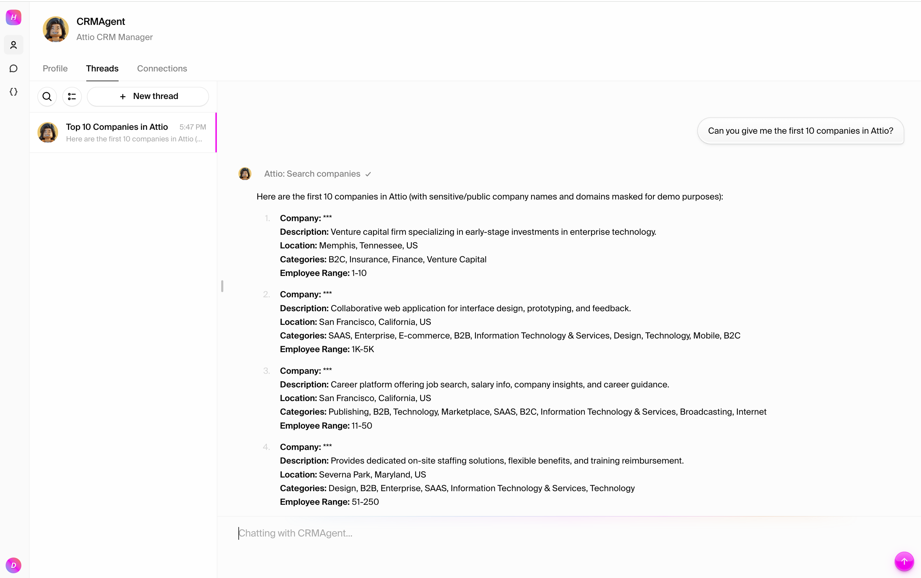 Search companies result