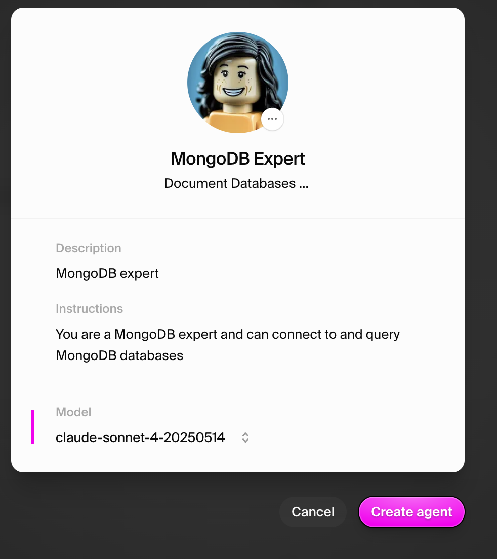 Create agent modal