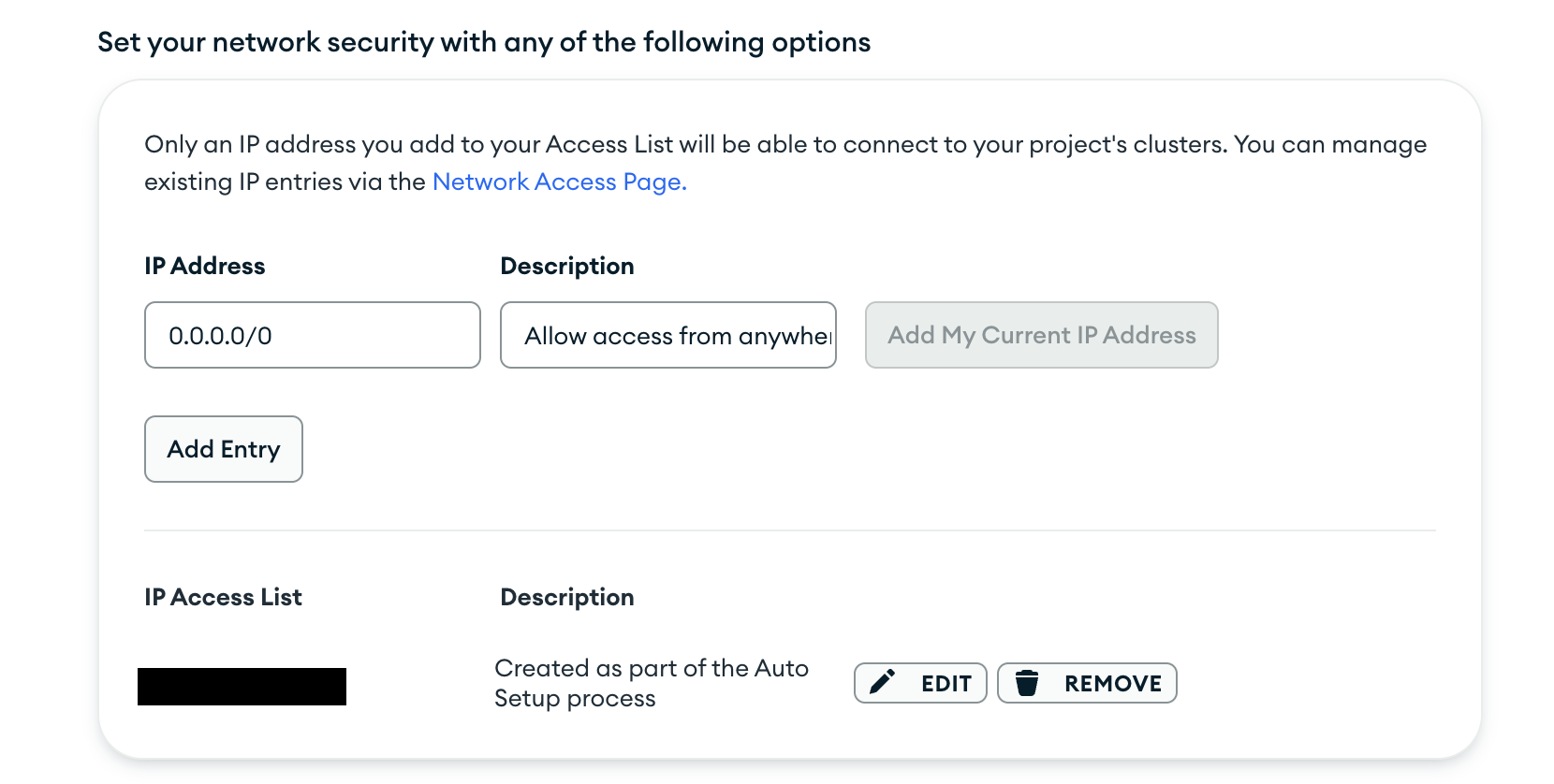Whitelist IP addresses