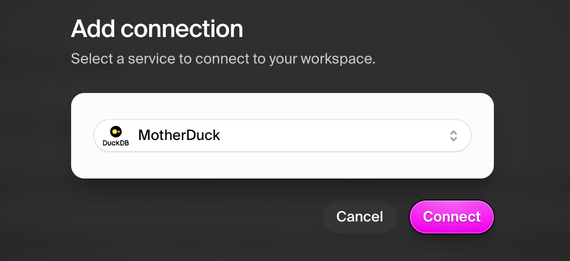 Add MotherDuck connection
