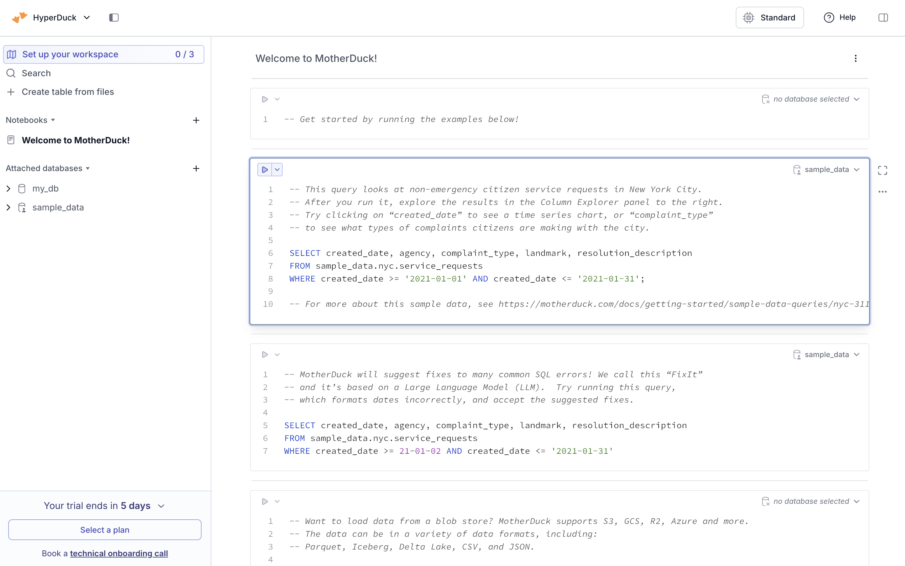 MotherDuck workspace