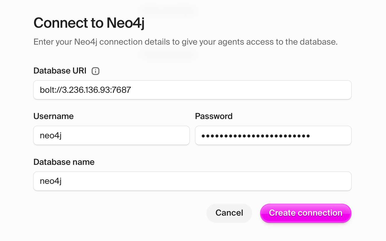 Neo4j connection modal