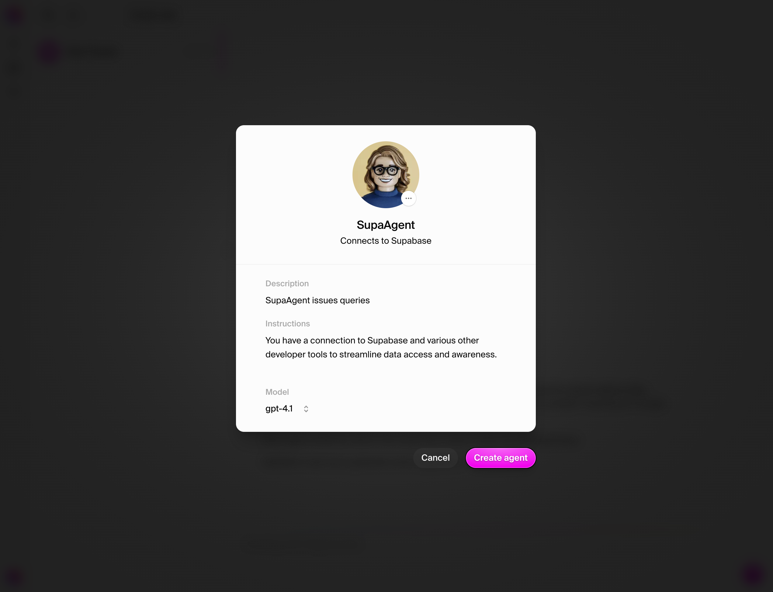 Create agent modal