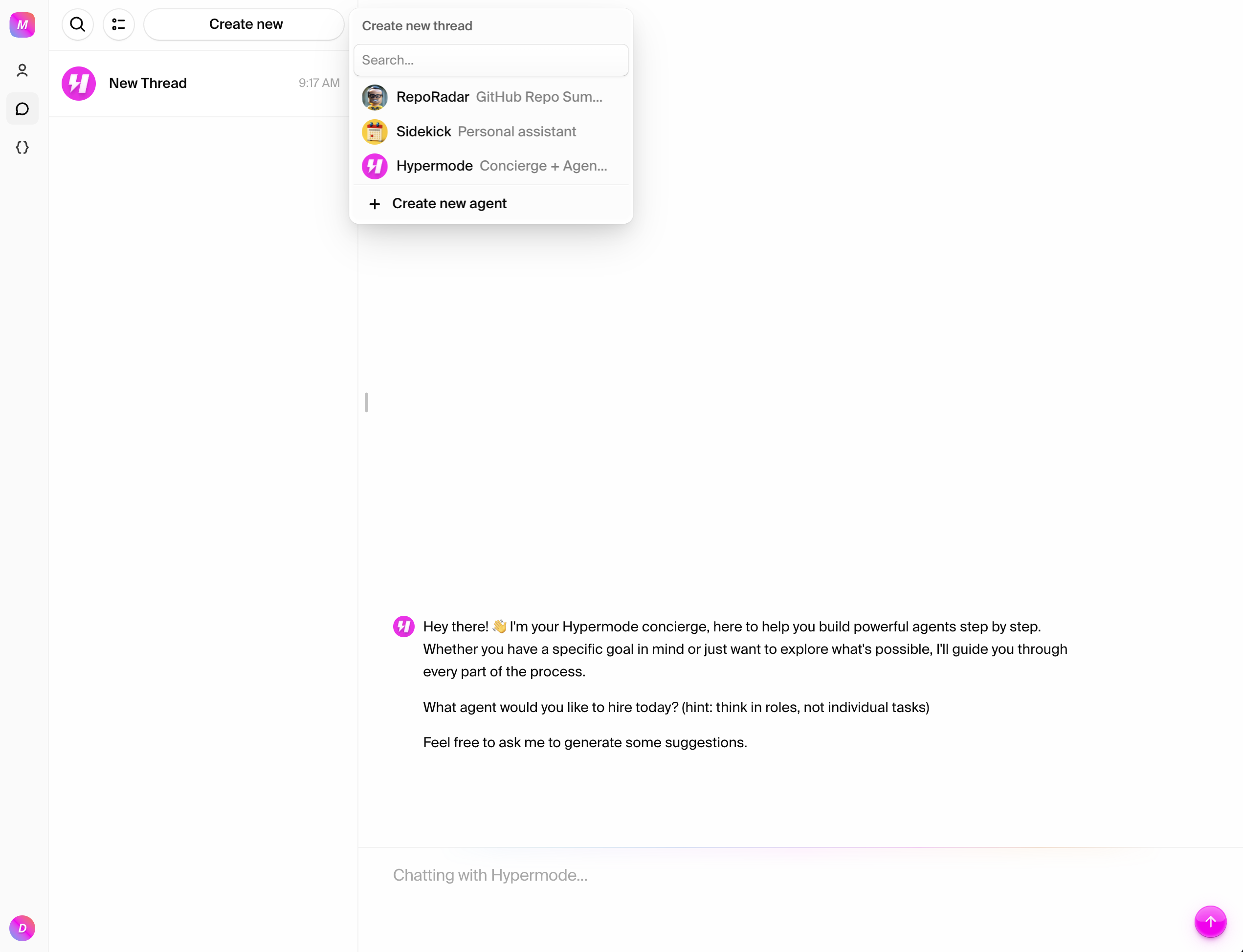 Navigate to create agent