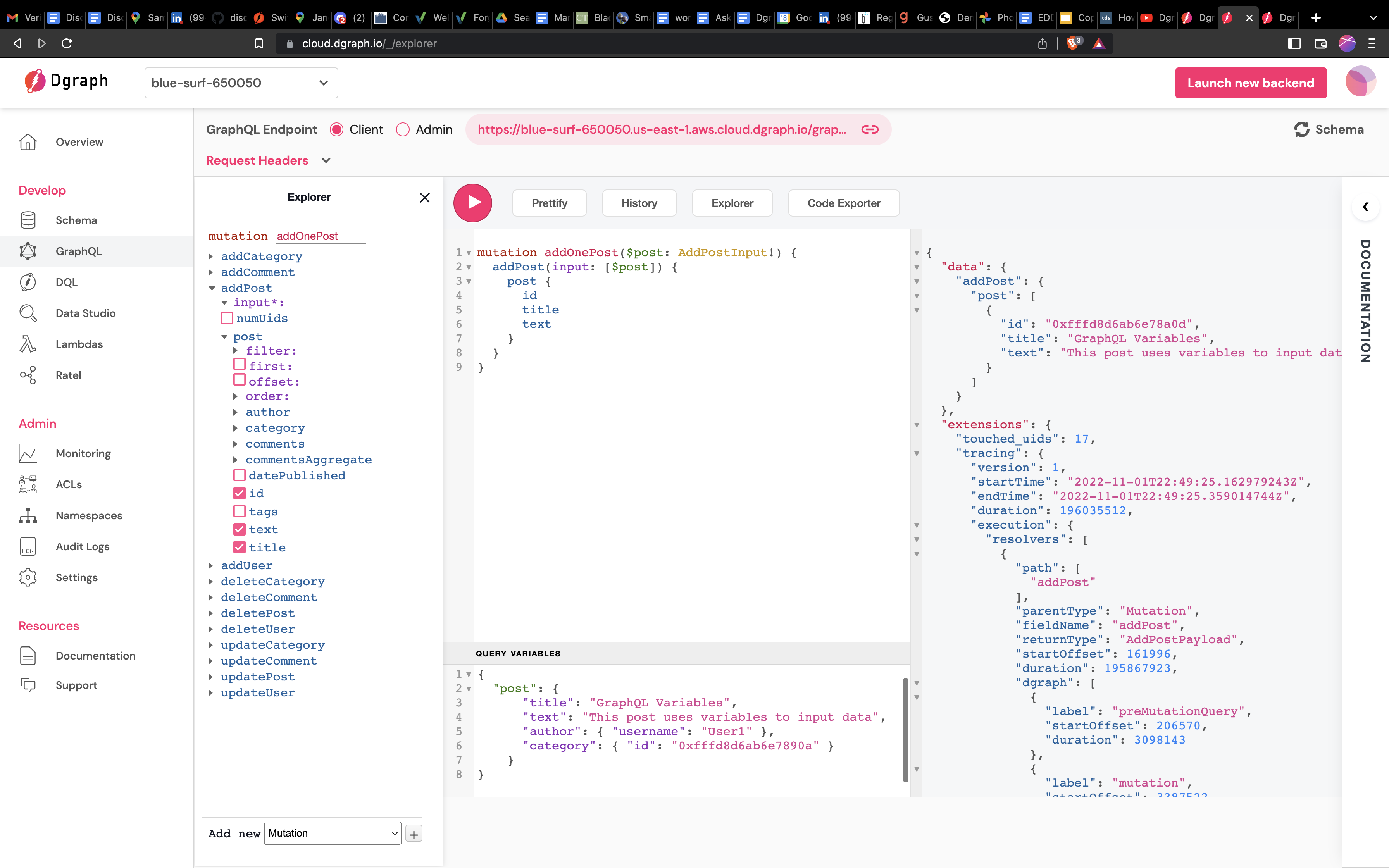Mutation with GraphQL Variables