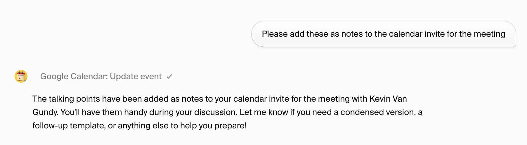 Update calendar invite