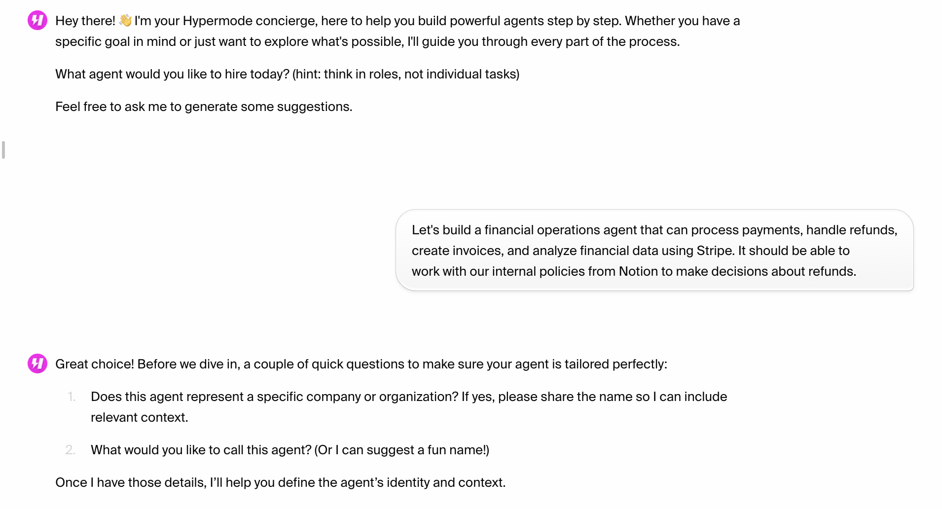 Create new agent with Concierge
