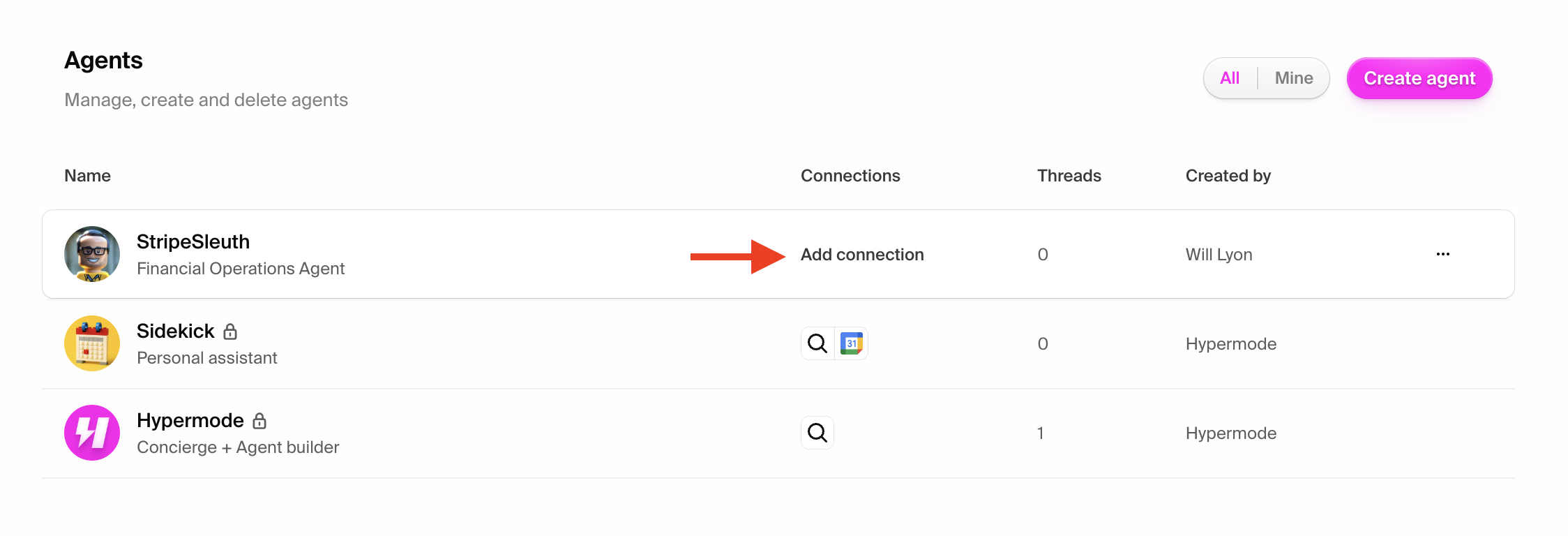 Hypermode Agent page