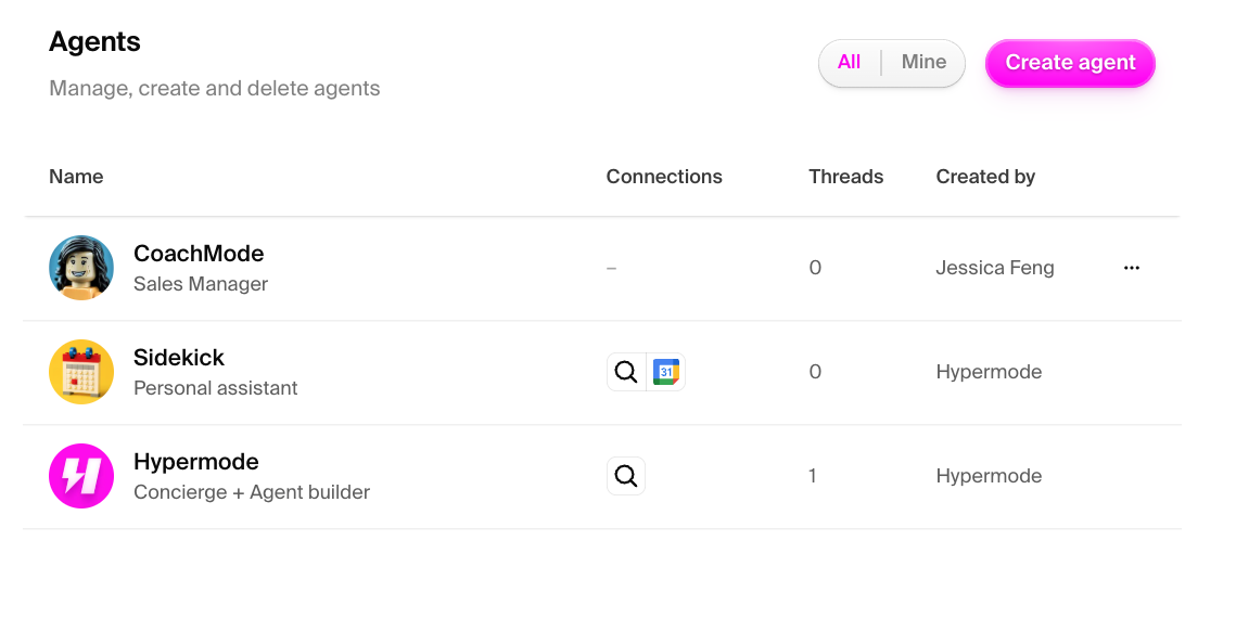 Hypermode Agent page
