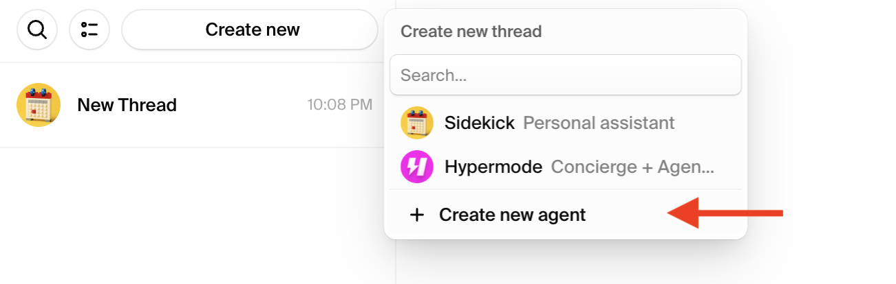Navigate to create agent