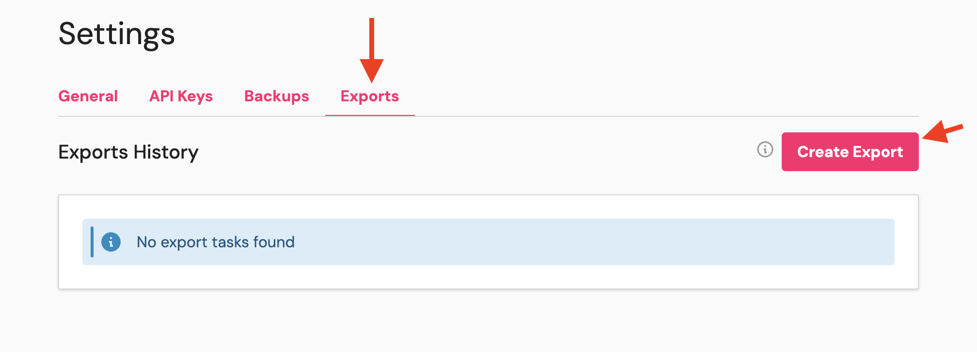 Export Tab
Location