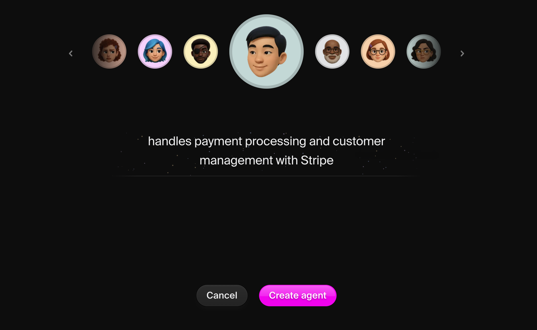 Create new agent modal