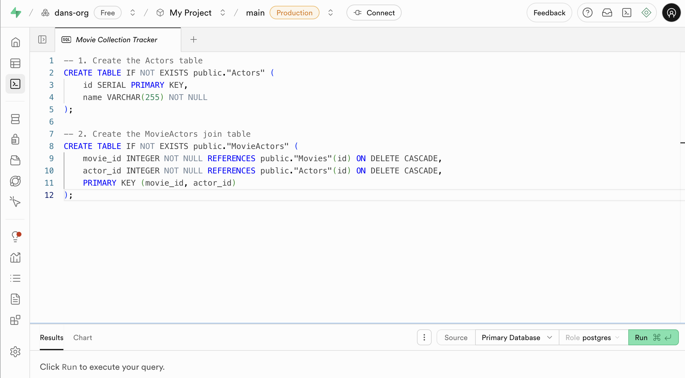 Migrate database