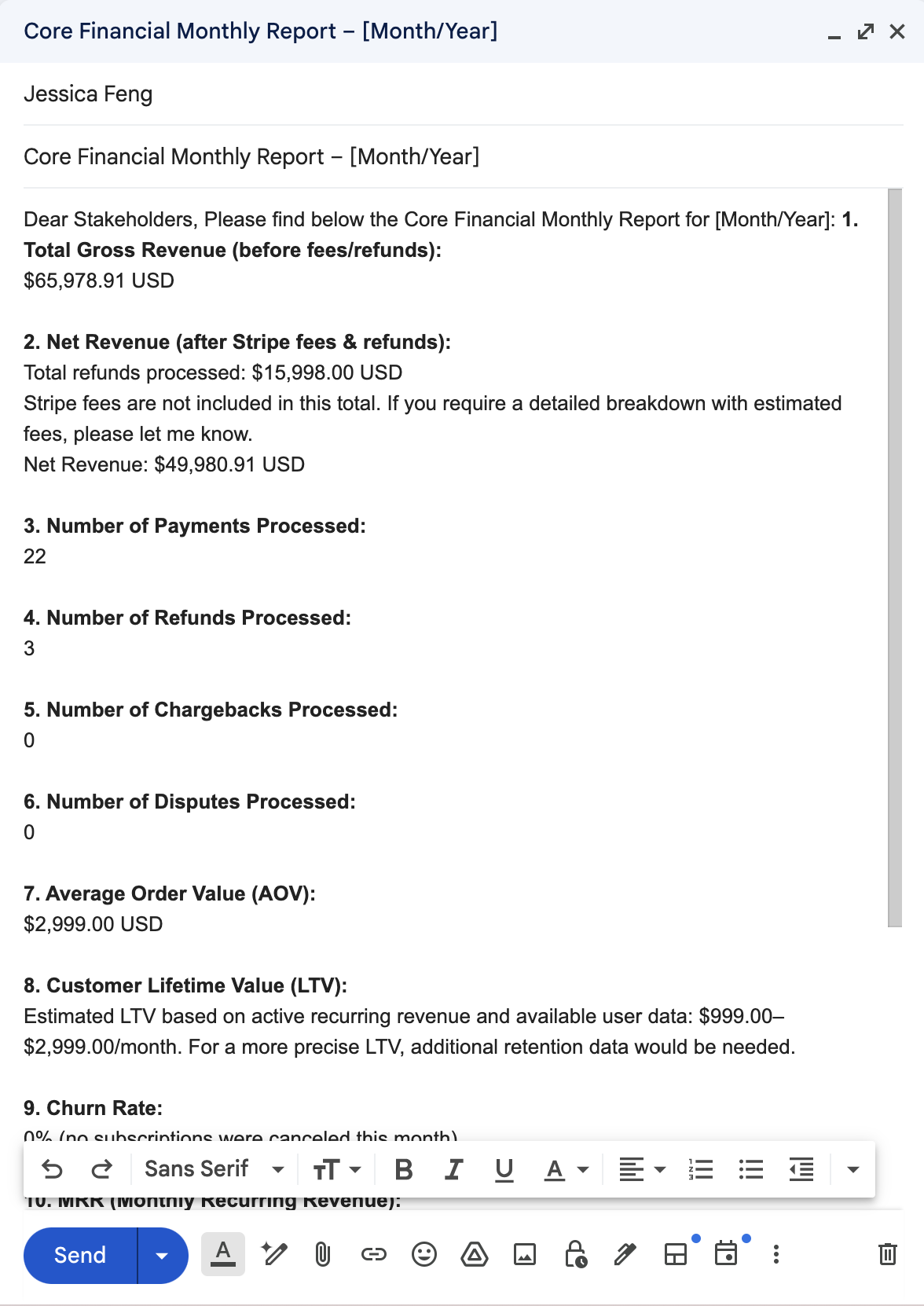 email financial report