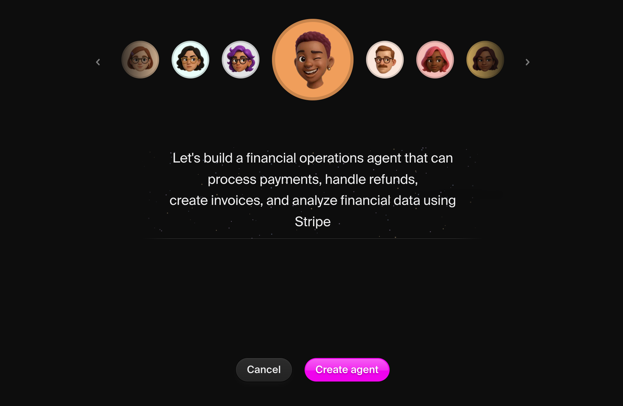 Create new agent modal