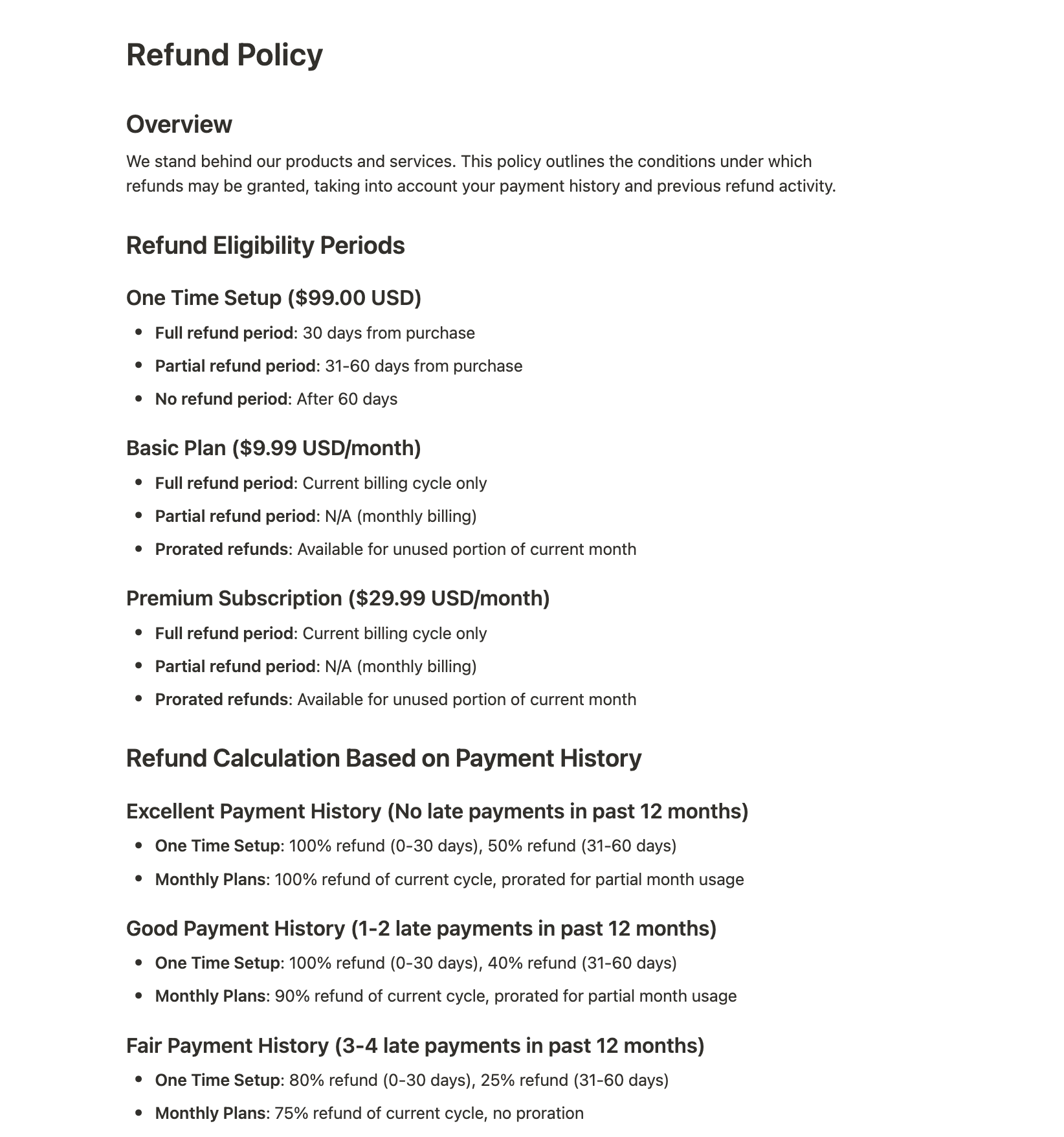 Refund policy