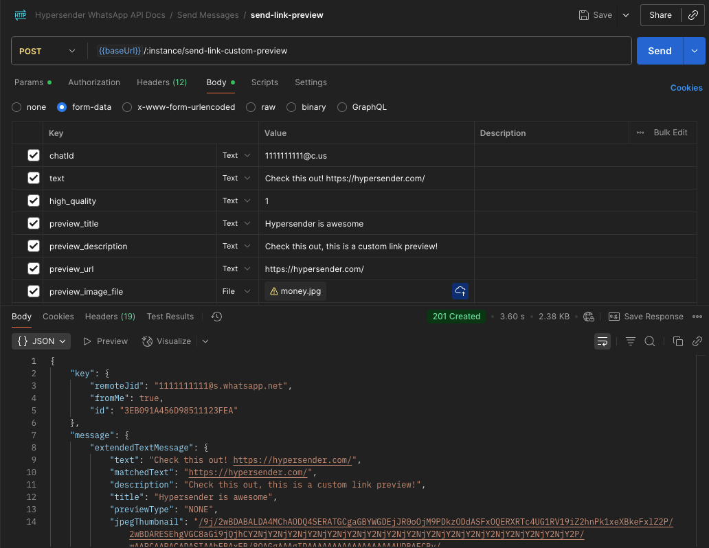 send link custom preview file