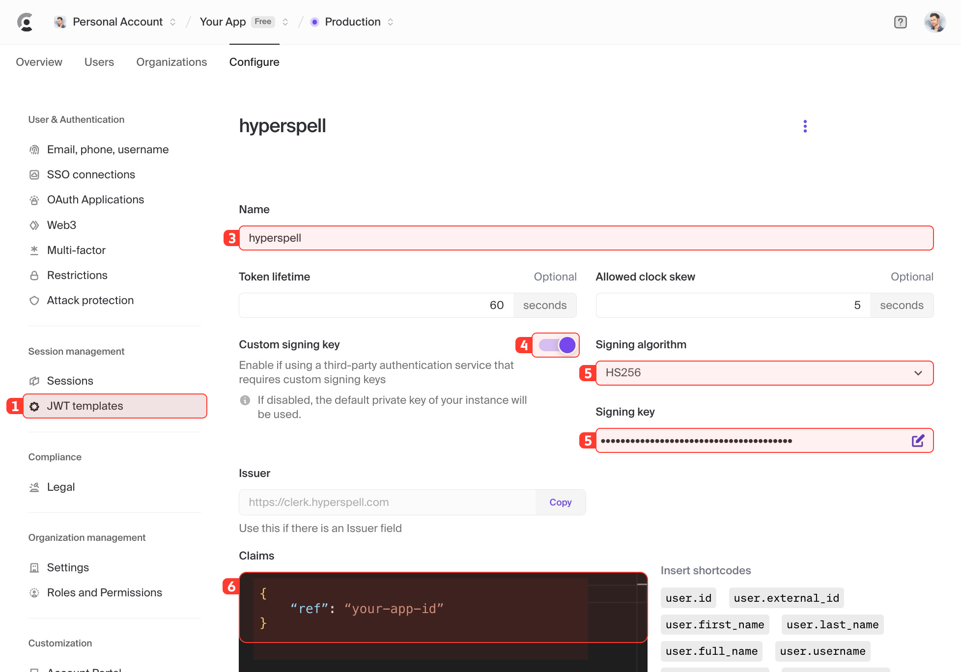 Clerk JWT Templates Setup