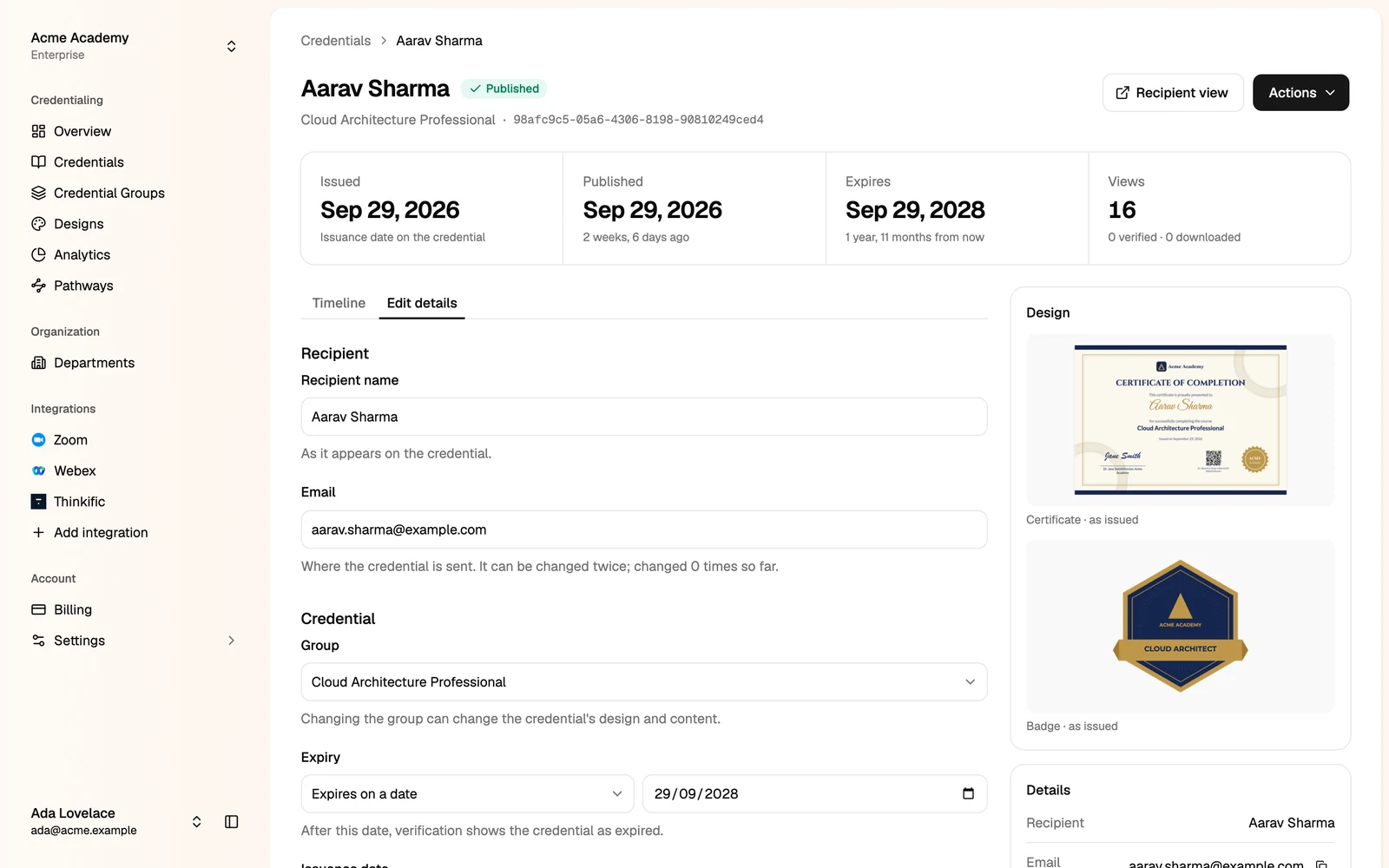 The Edit details tab