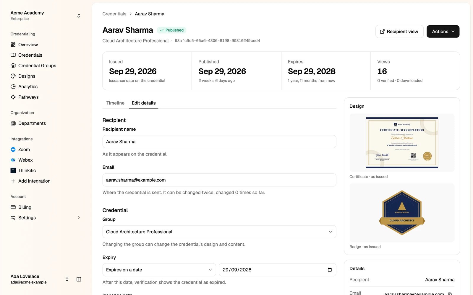 The Edit details tab