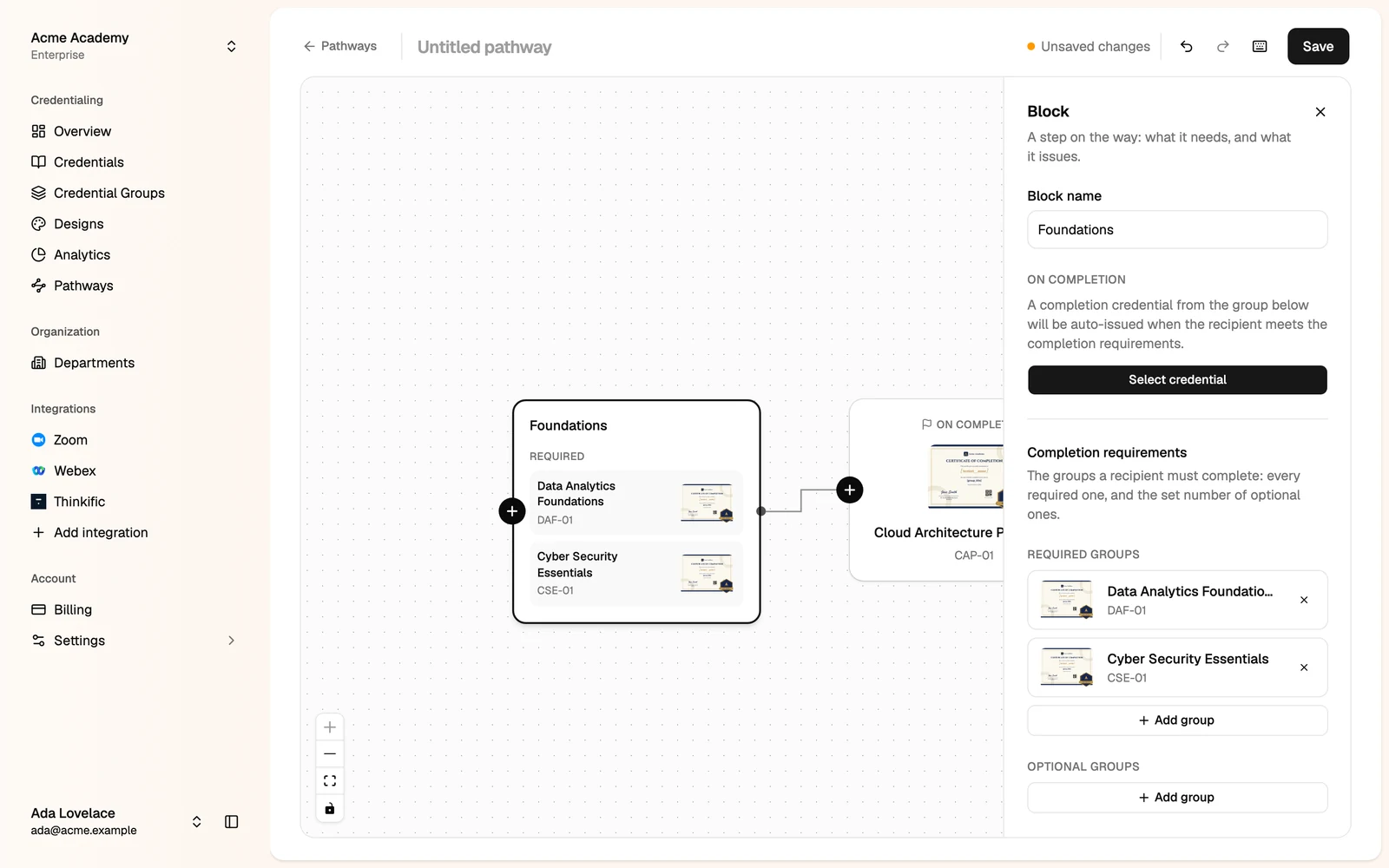 A step with two required groups