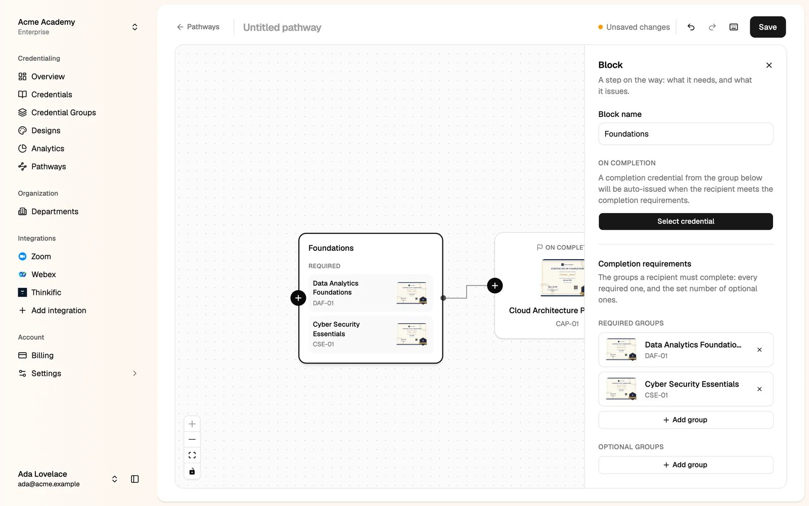 A step with two required groups