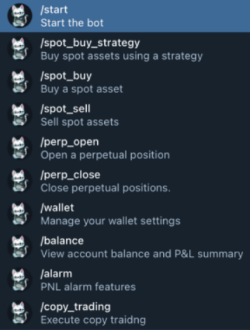 Telegram bot commands