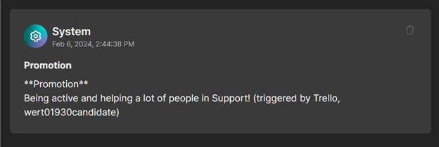 A comment in a Trello card.