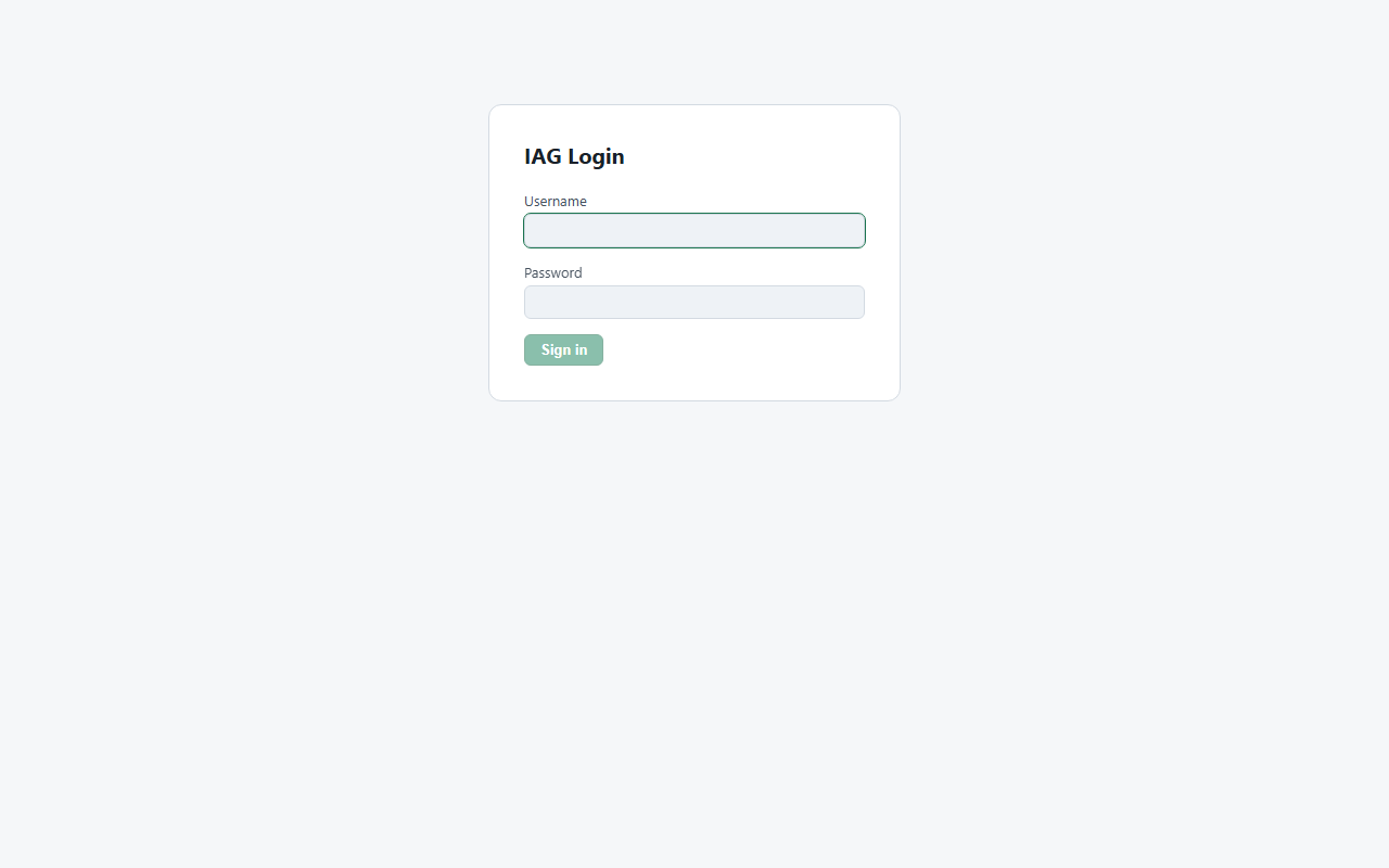 Login screen