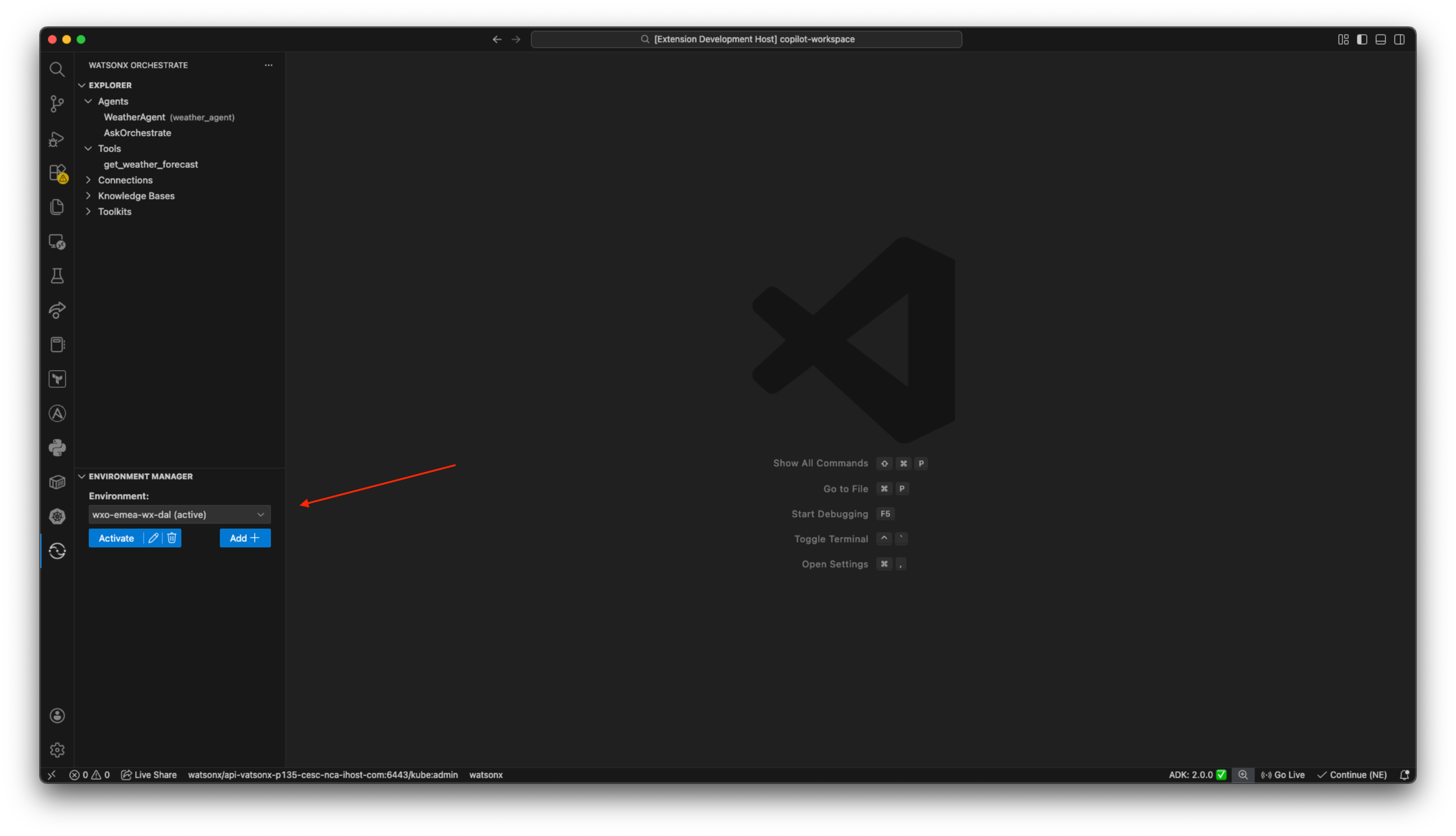 Environment switcher