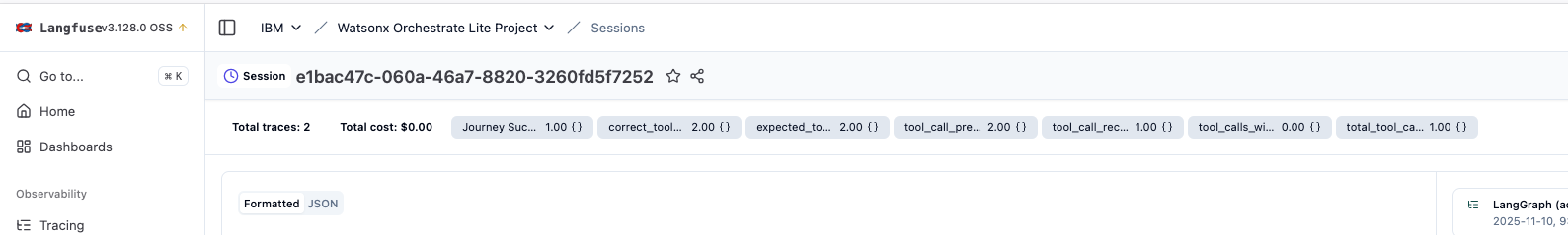 Example langfuse dashboard
