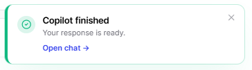 In-app toast notification shown when in a different module within the app.