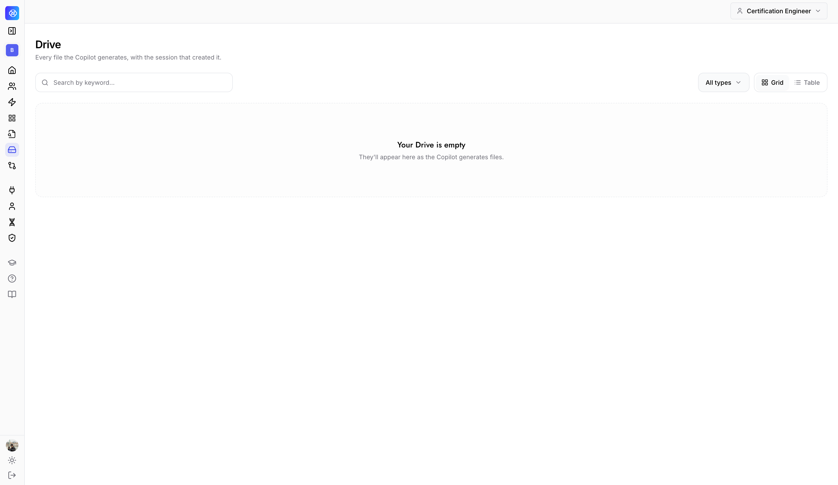 The Drive page, showing where every file your Persona AI generates will appear.