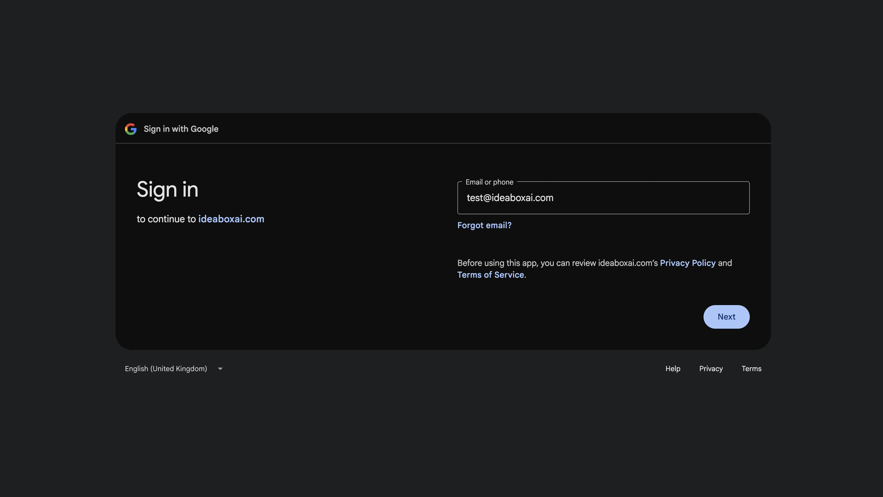 Connect your Google account screen showing the Google OAuth sign-in prompt