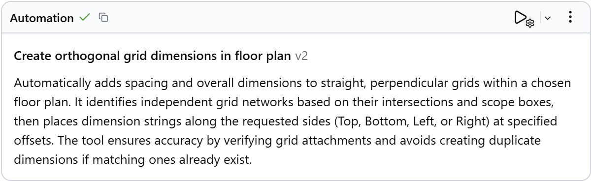 Generated grid-dimension automation card with its run and menu controls at the top right.