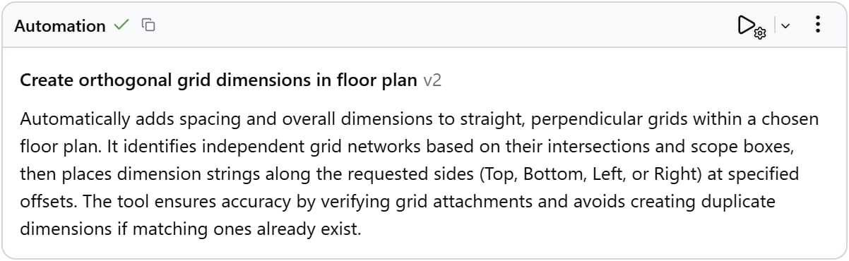 Generated grid-dimension automation card with its run and menu controls at the top right.