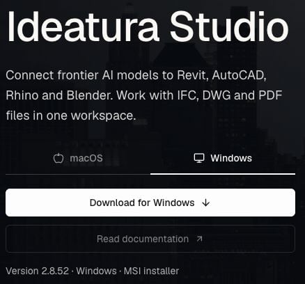 Current Studio download page with macOS and Windows choices and Download for Windows selected.