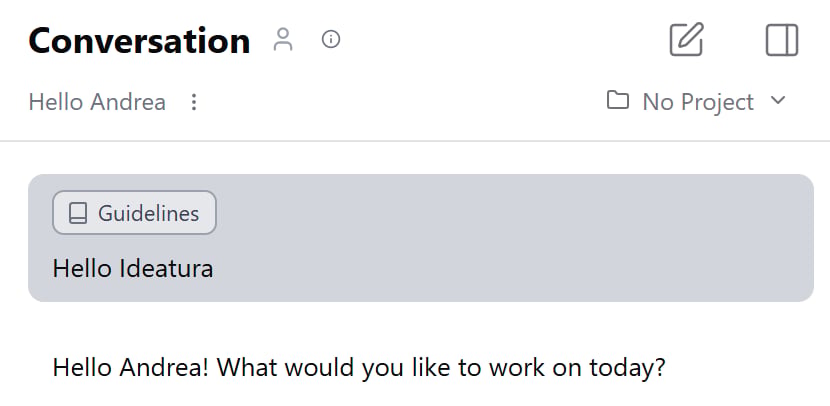 The New chat pencil button at the top right of the conversation header.