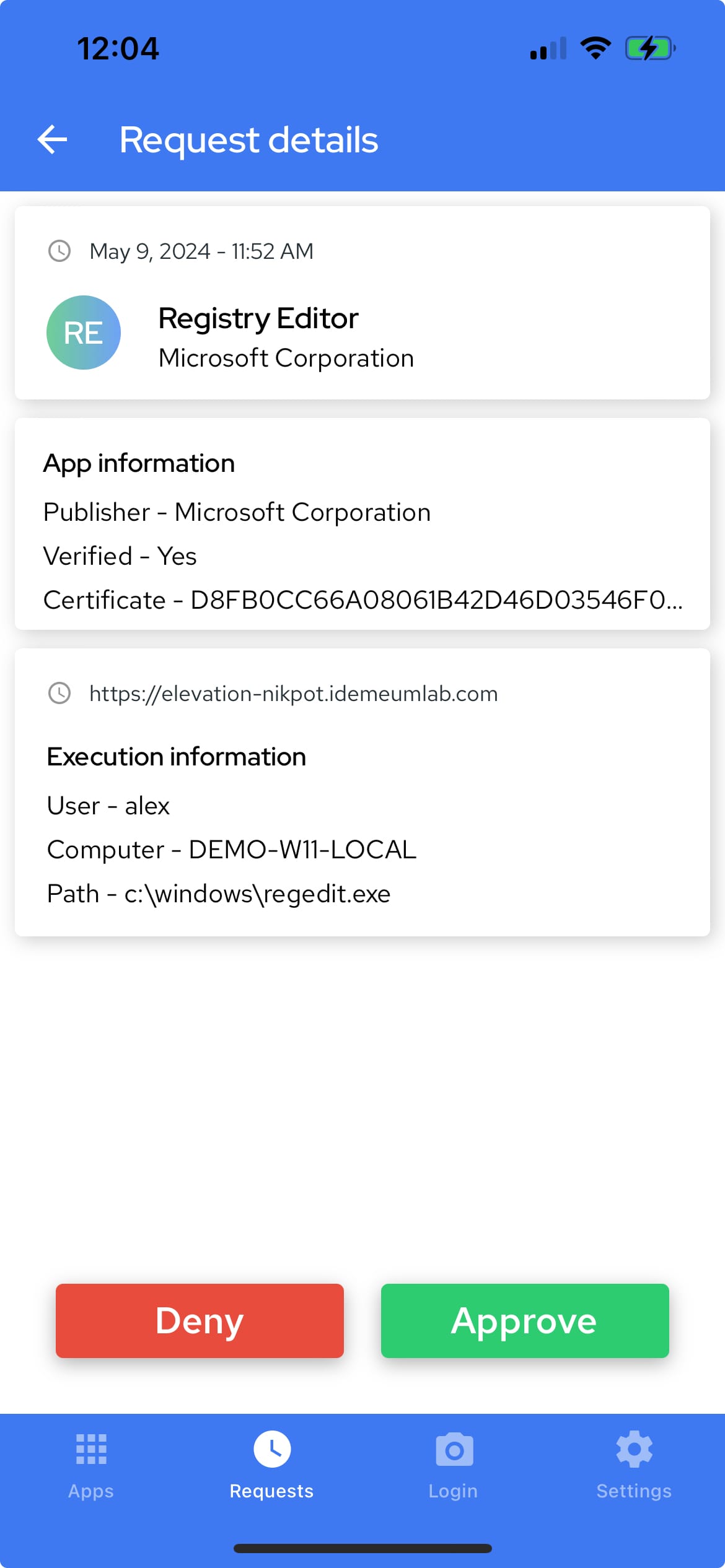 Elevation requests - Idemeum Docs