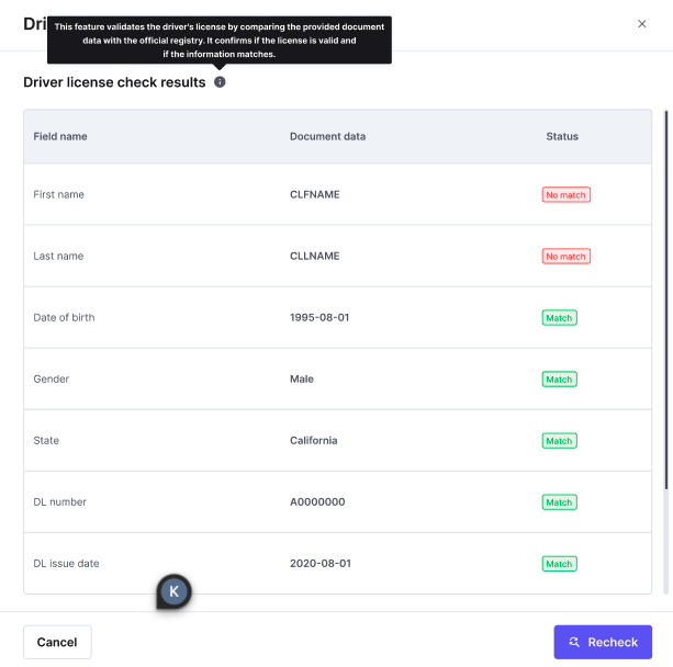 USA Driver's License Check (AAMVA) - iDenfy Documentation