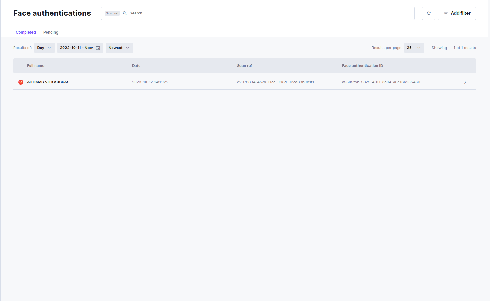 Face Authentication in the Dashboard - iDenfy Documentation