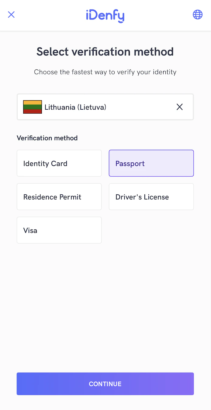 New Country & Document selection