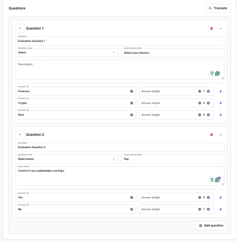 Dynamic workflow questionnaire creation