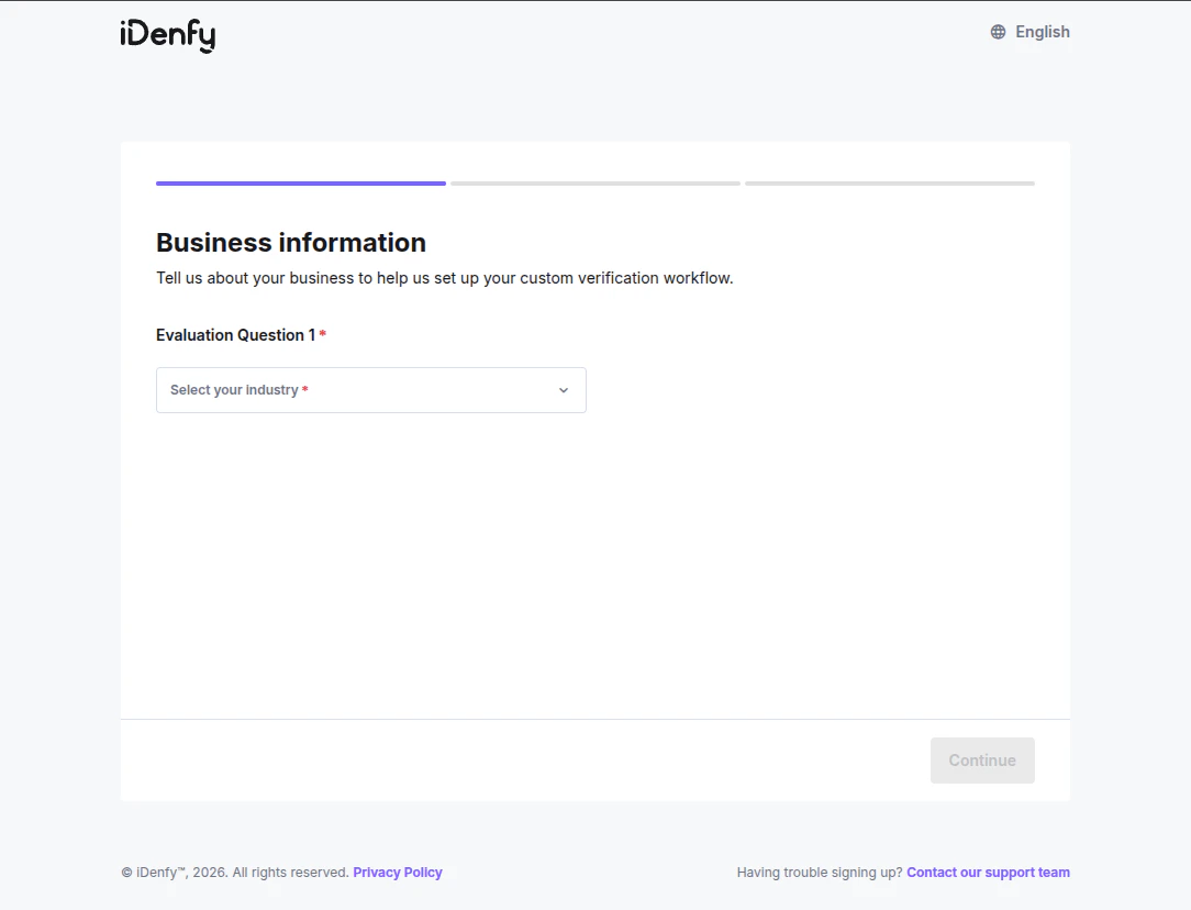Applicant view when opening a KYB link with a dynamic workflow
