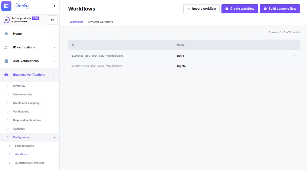 Dynamic Workflows in KYB Settings