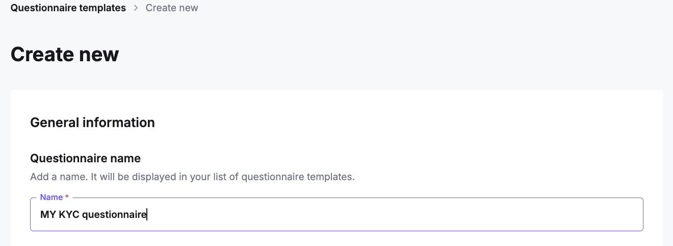 Setting Up Questionnaires for KYC and KYB - iDenfy Documentation