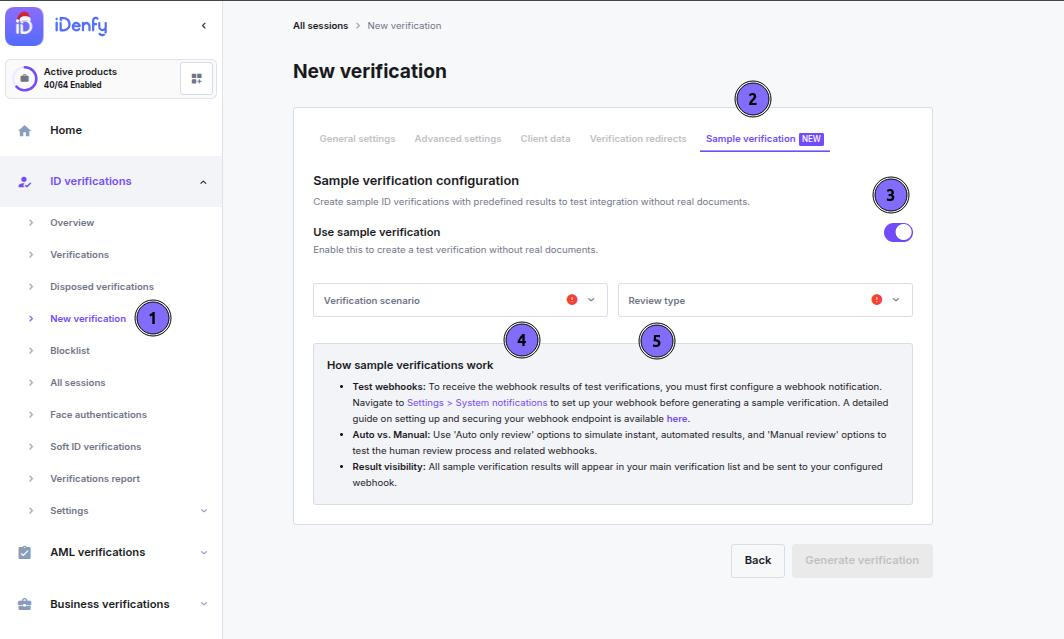 Verification Sandbox and Testing - iDenfy Documentation