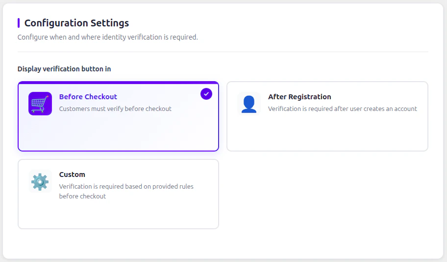 iDenfy WooCommerce configuration settings