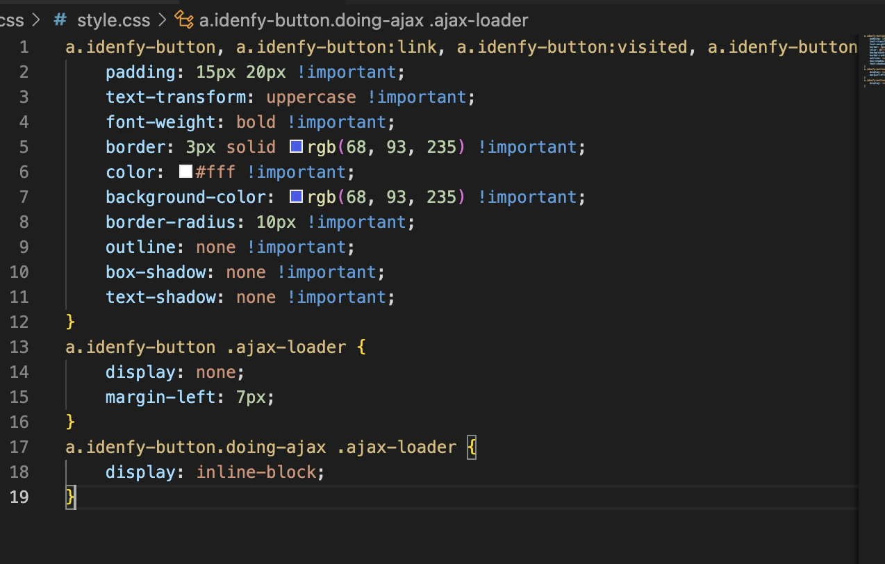 iDenfy WordPress button CSS