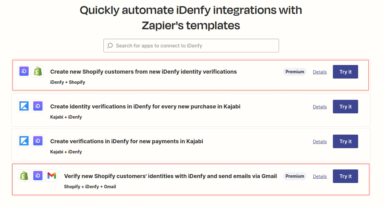 iDenfy Shopify integration